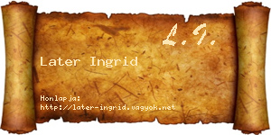 Later Ingrid névjegykártya